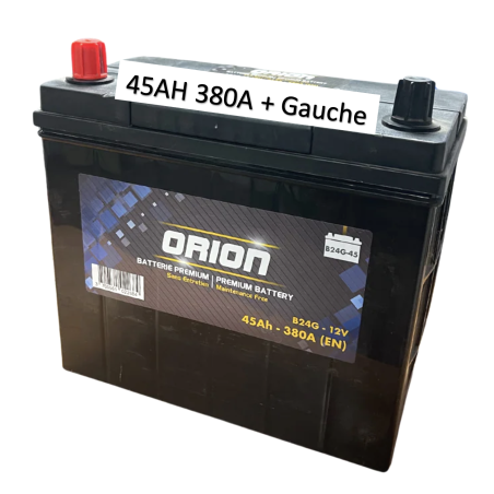Batterie Orion 45AH 380A sans entretien + gauche Livraison incluse