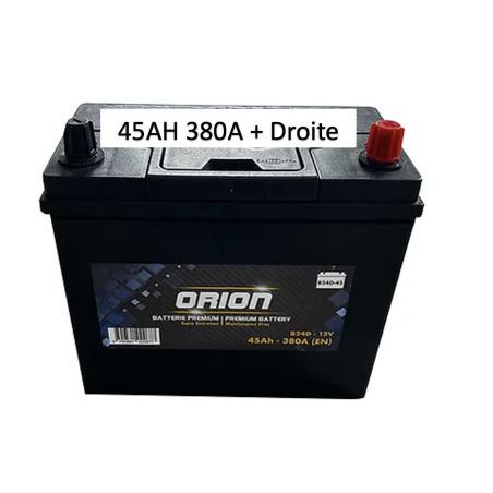 Batterie Orion 45AH 380A sans entretien + Droite Livraison incluse