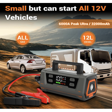 Booster Camel Energy 12V 3000A jusque 12L de Cylindrée avec port USB et lampe intégrée
