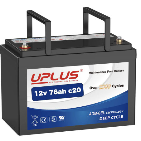 Batterie GEL carbone UPLUS 12V 76ah c20 DC12-76EV CPA-22.fr ou DGY12-60EV en Dyno Europe