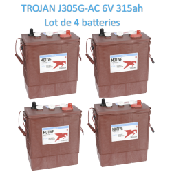Lot de 4 batteries Trojan J305G-AC en 6 Volt 315ah Livraison incluse sur toute la France pour nacelle transpalette auto CPA-22.f
