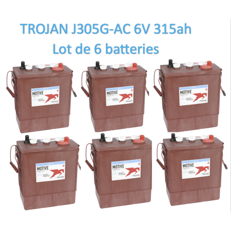Lot de 6 batteries Trojan J305G-AC en 6 Volt 315ah Livraison incluse sur toute la France pour nacelle transpalette  CPA-22.fr