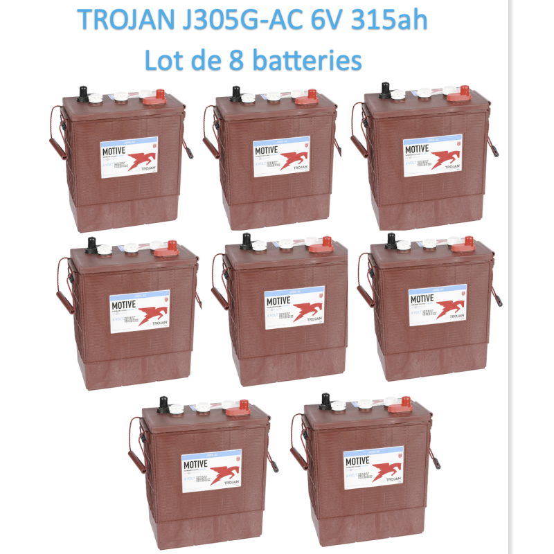 Lot de 8 batteries Trojan J305G-AC en 6 Volt 315ah Livraison incluse sur toute la France pour nacelle transpalette  CPA-22.fr