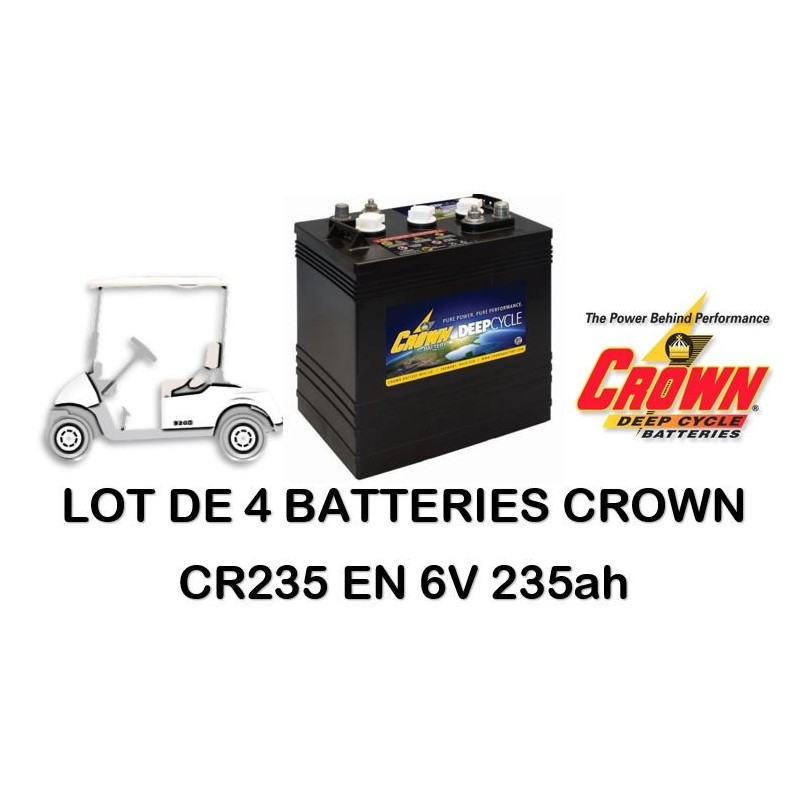 Lot de 4 Batteries Crown CR240HD en 6V 240ah c20 Livraison incluse CPA-22.fr