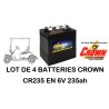 Lot de 4 Batteries Crown CR240HD en 6V 240ah c20 Livraison incluse CPA-22.fr
