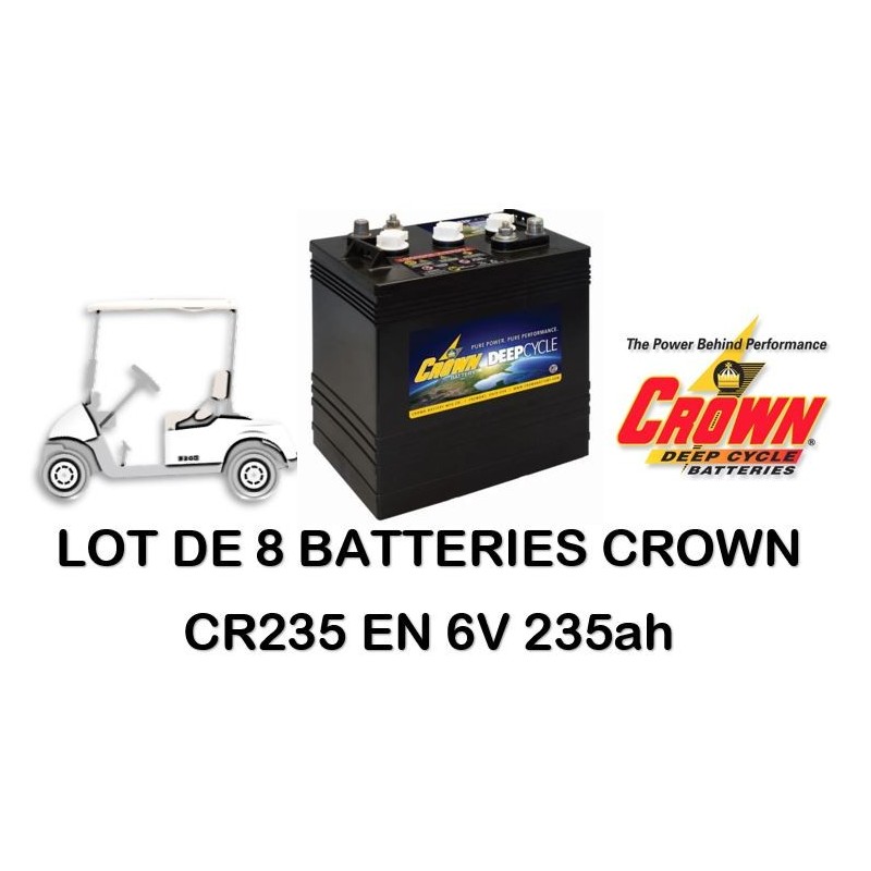 Lot de 8 Batteries Crown CR240HD en 6V 240ah c20 Livraison incluse CPA-22.fr